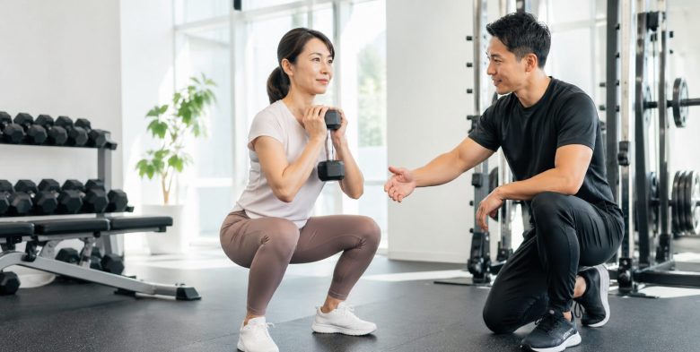 富士市のパーソナルジムepで40代女性がダイエット目的のトレーニングを行う様子